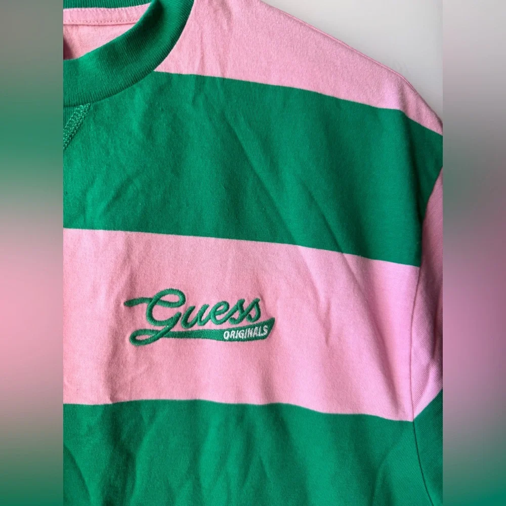 Men’s Large & XL Guess Originals Cane   Striped Tee- Relaxed Fit - Unisex - Picture 2 of 9